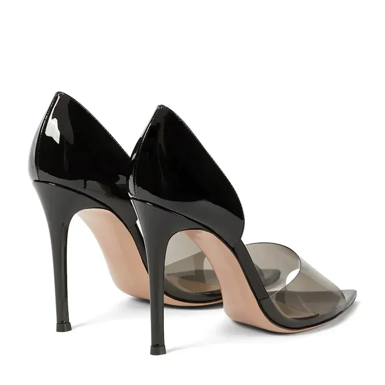 New European and American Large High-heeled Shoes 2024 Thin Heeled Pointed High-heeled Hollow Sandals Women