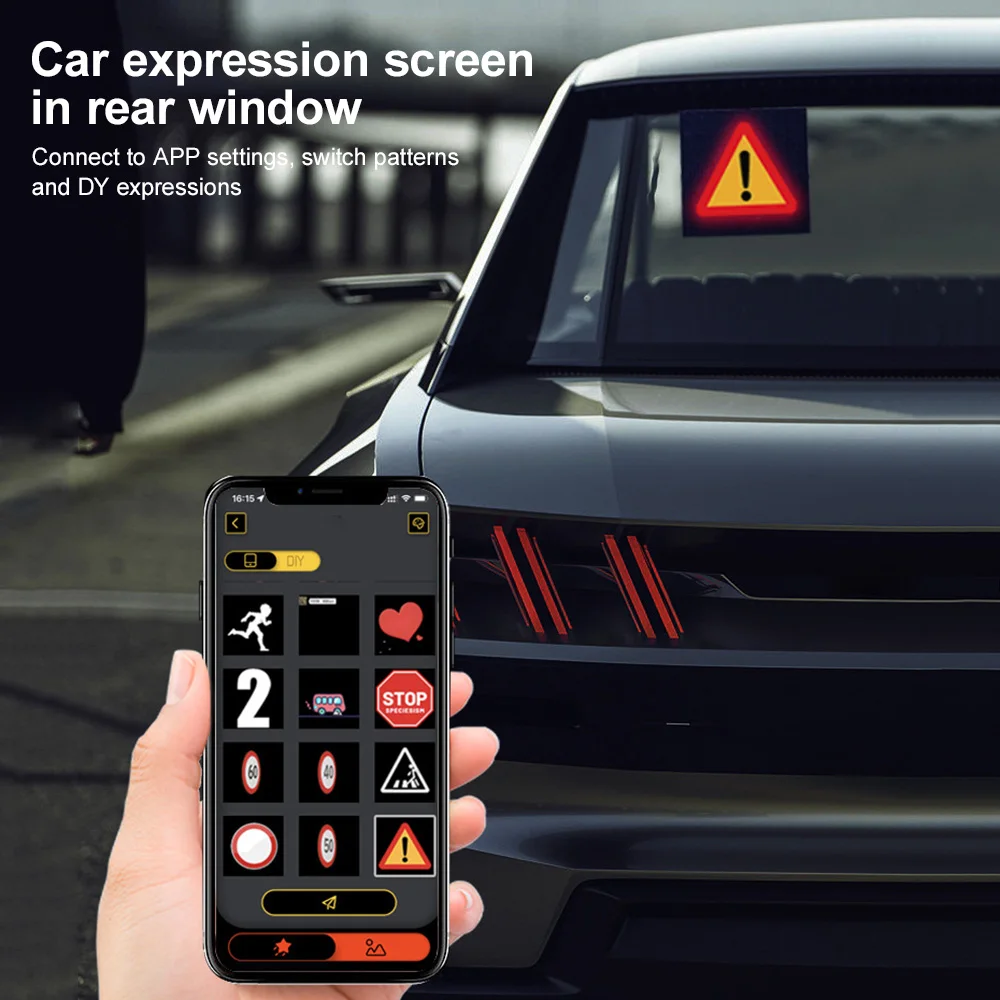 

LED Display On Car Rear Window Mobile Phone APP Control Full Color DIY Expression Screen Panel Funny Light Car Advertising Light