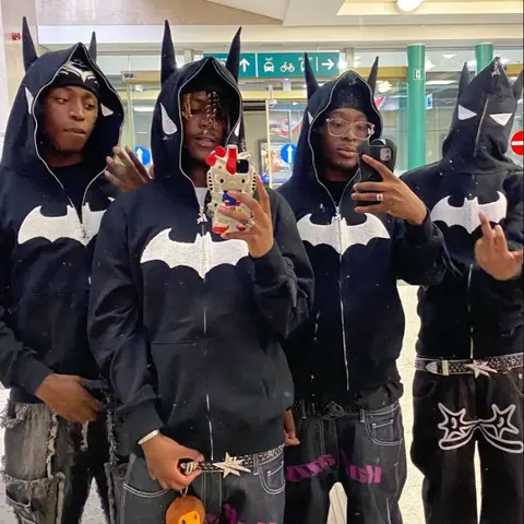 Y2K fermuarlı kapüşonlu eşofman gotik nakış yarasa anime kapşonlu Hip hop erkek kadın büyük boy kazak Harajuku kaya moda streetwear üst