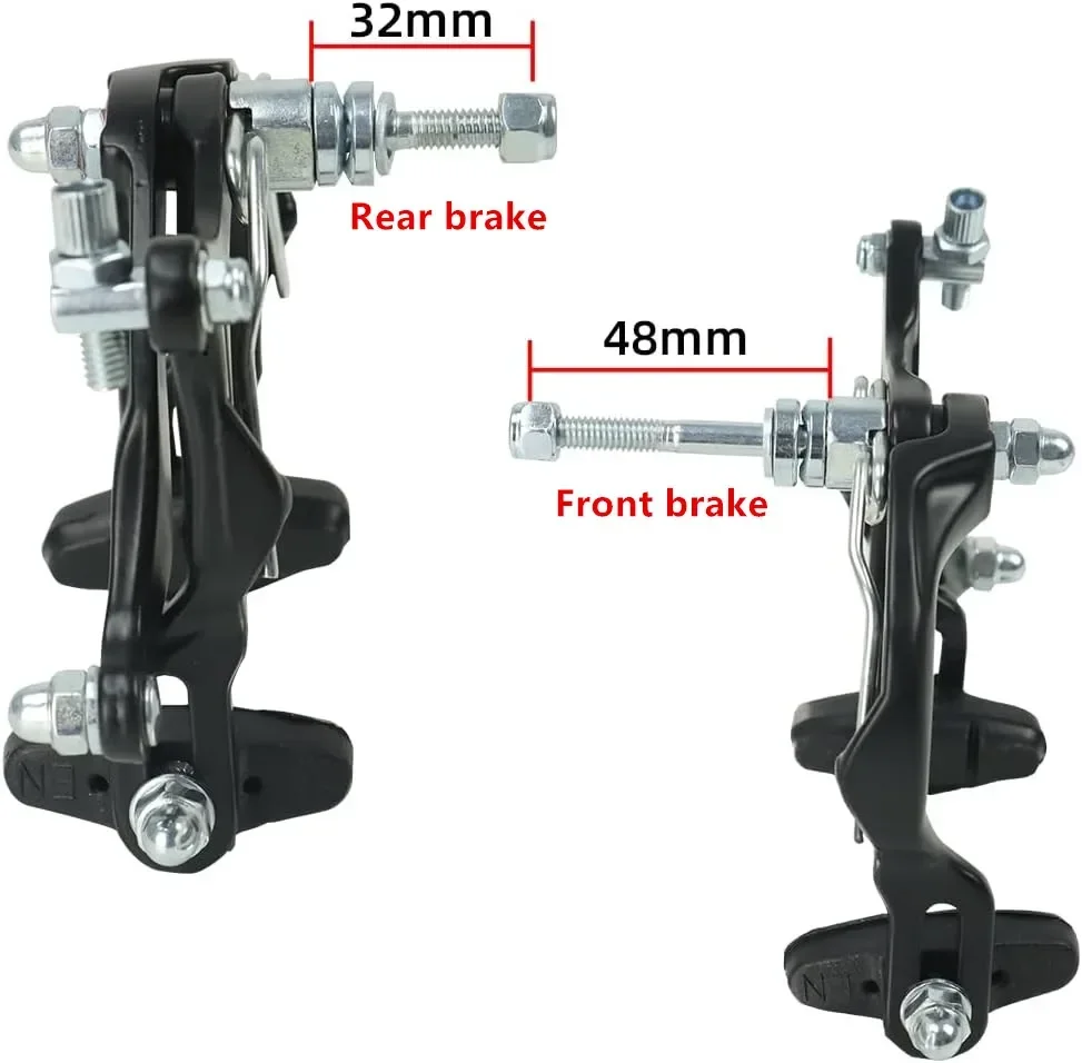 MEROCA 73-95mm Bike C Brake Caliper Set Bicycle Rear Front Long Arm Brakes Kit Aluminum Alloy Side Pull Brake for Cruiser Kids