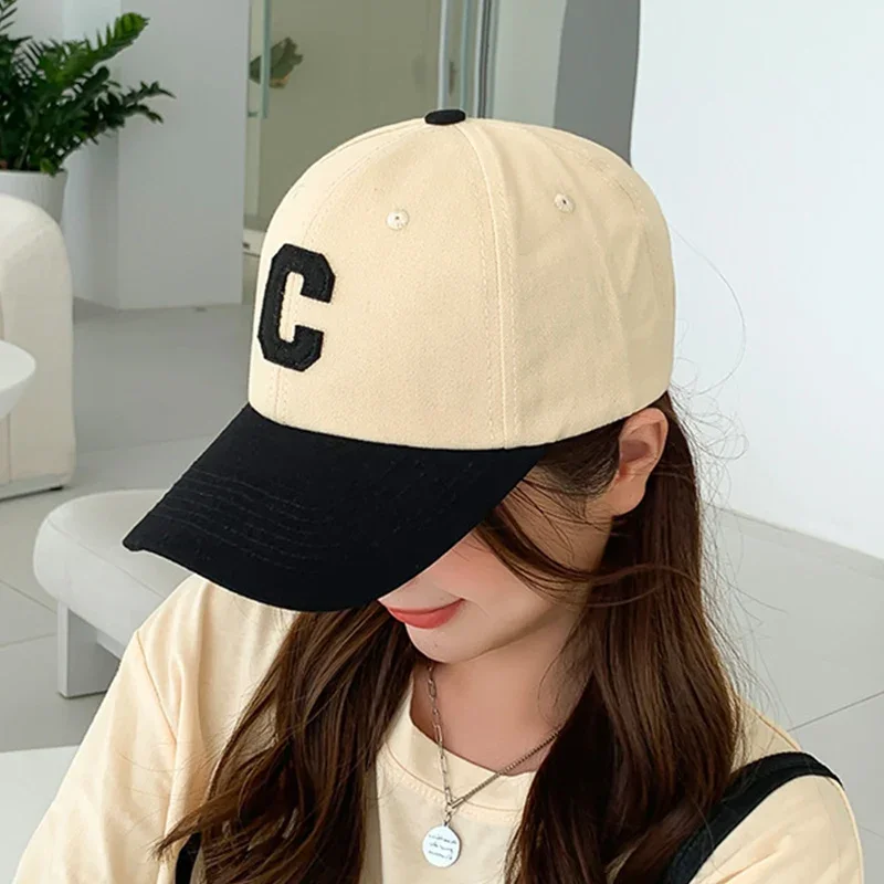 Chapéu de beisebol casual moda carta c remendo chapéu verão viseiras de sol chapéu ajustável unisex esporte boné feminino masculino