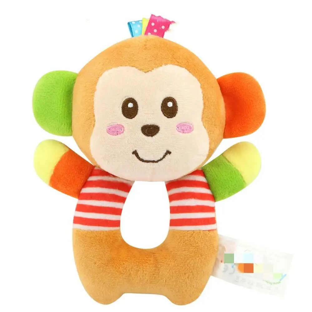 Giraffe car bells Elephant and monkey hand rattles Soothing plush Teether toys for baby