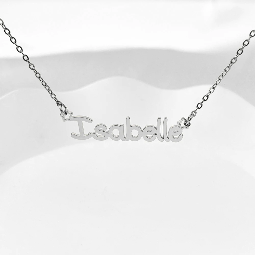 Collier Personnalisé avec Nom et Starlet en Acier Inoxydable, Bijou Ras du Cou Mignon, Cadeau d'Anniversaire, pour Enfant et Femme