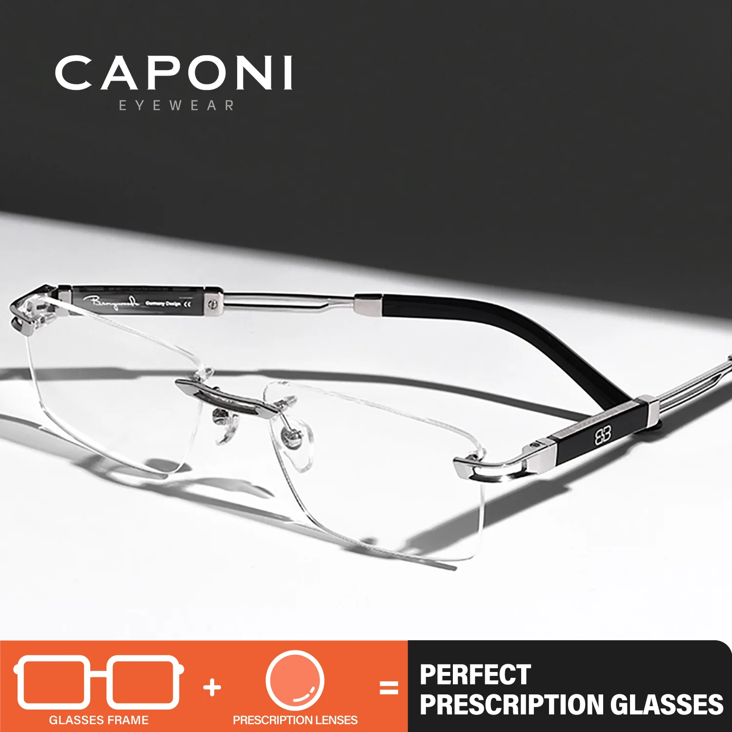 CAPONI High-end Prescription Glasses Men Pure Titanium Progressive  Reading Glasses Business Glasses Suitable for Gifting P23026