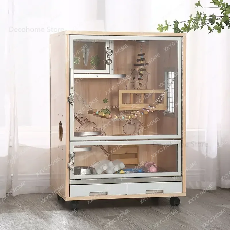 TTNordic Light Luxury Simple Cat Cages Solid Wood Cat Villa Nordic Home Multi-storey Large Cat House Pet Shop Cats Breeding Cage