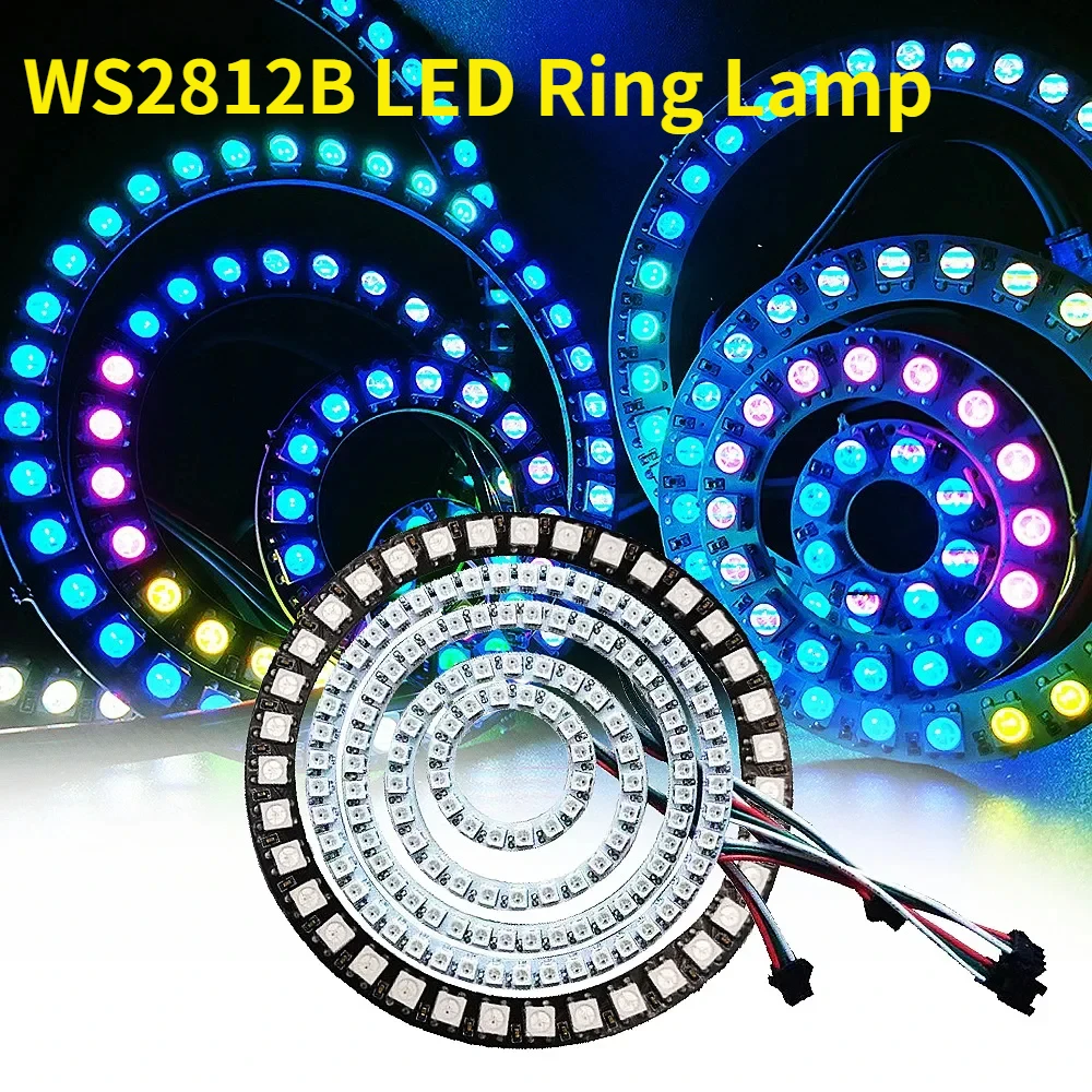 

DC5V WS2812B LED Ring Lamp SMD 5050 Round Module RGB Lights 8/16/24/35/45 Bits For Arduino Addressable Full Color Pixel Lights