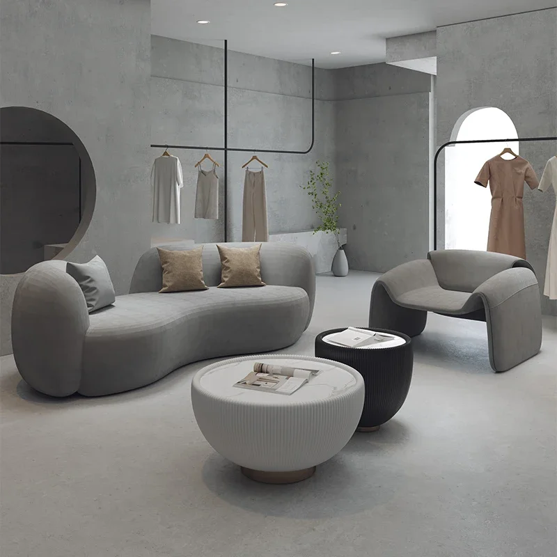 Curved special-shaped sofa, clothing store lounge area