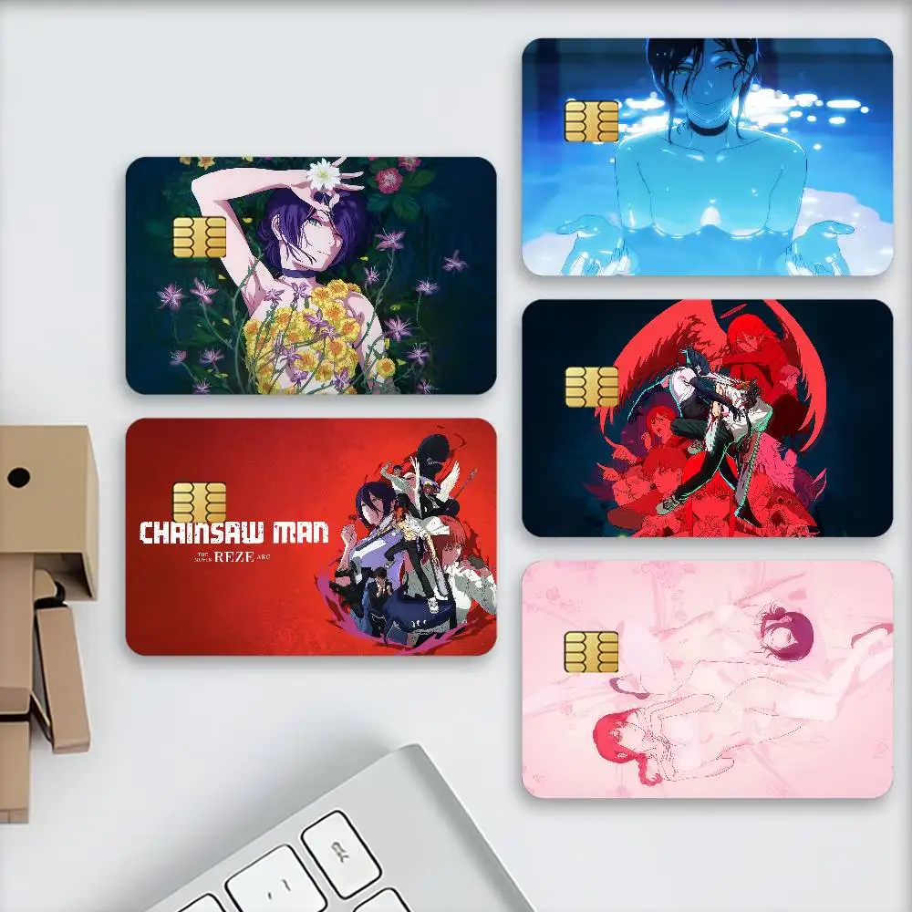 Chainsaw Man The Movie Reze Arc Credit Decorative Card Stickers Suitable For Bank Cards Metro Transit Anti-scratch Gift 4PCS