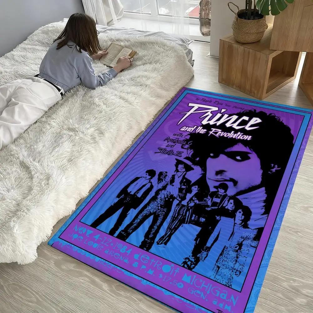 

Floor Mat Soft Thickened Non-Slip Door Mat for Living Room Home Decor Flannel Rugs P-Princes purple rain cool