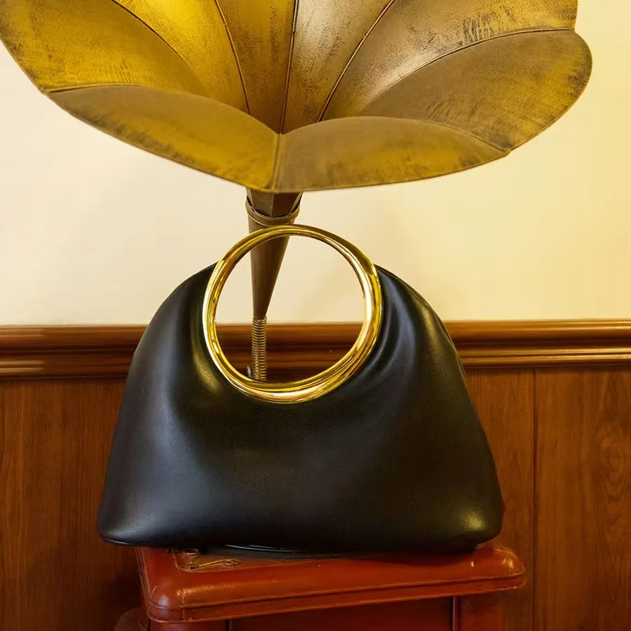 

2026 New Elegant Women Handbag Purse With Top Metal Loop