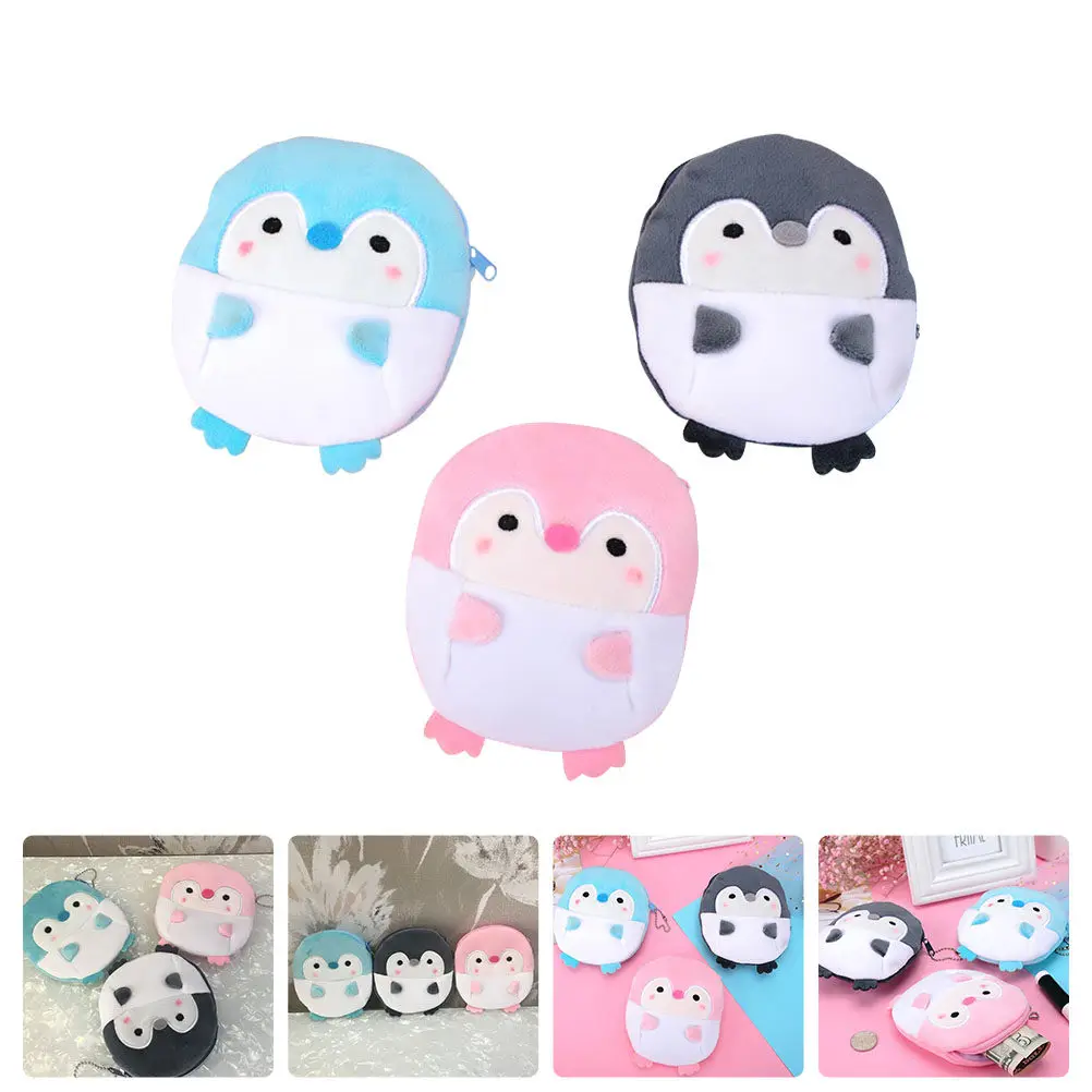 

Набор из 3 кошельков для монет в форме пингвина, мягкие на ощупь, легкие, для хранения мелочи, для путешествий, офиса, активного отдыха, повседневного использования, милый мультяшный дизайн