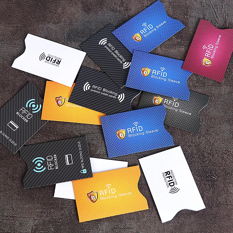 2 ชิ้นผู้ถือบัตรป้องกันการโจรกรรม RFID การปิดกั้นสัญญาณ NFC โล่ปลอดภัยสําหรับบัตรเครดิตหนังสือเดินทางป้องกันการ์ดป้องกัน Blocker