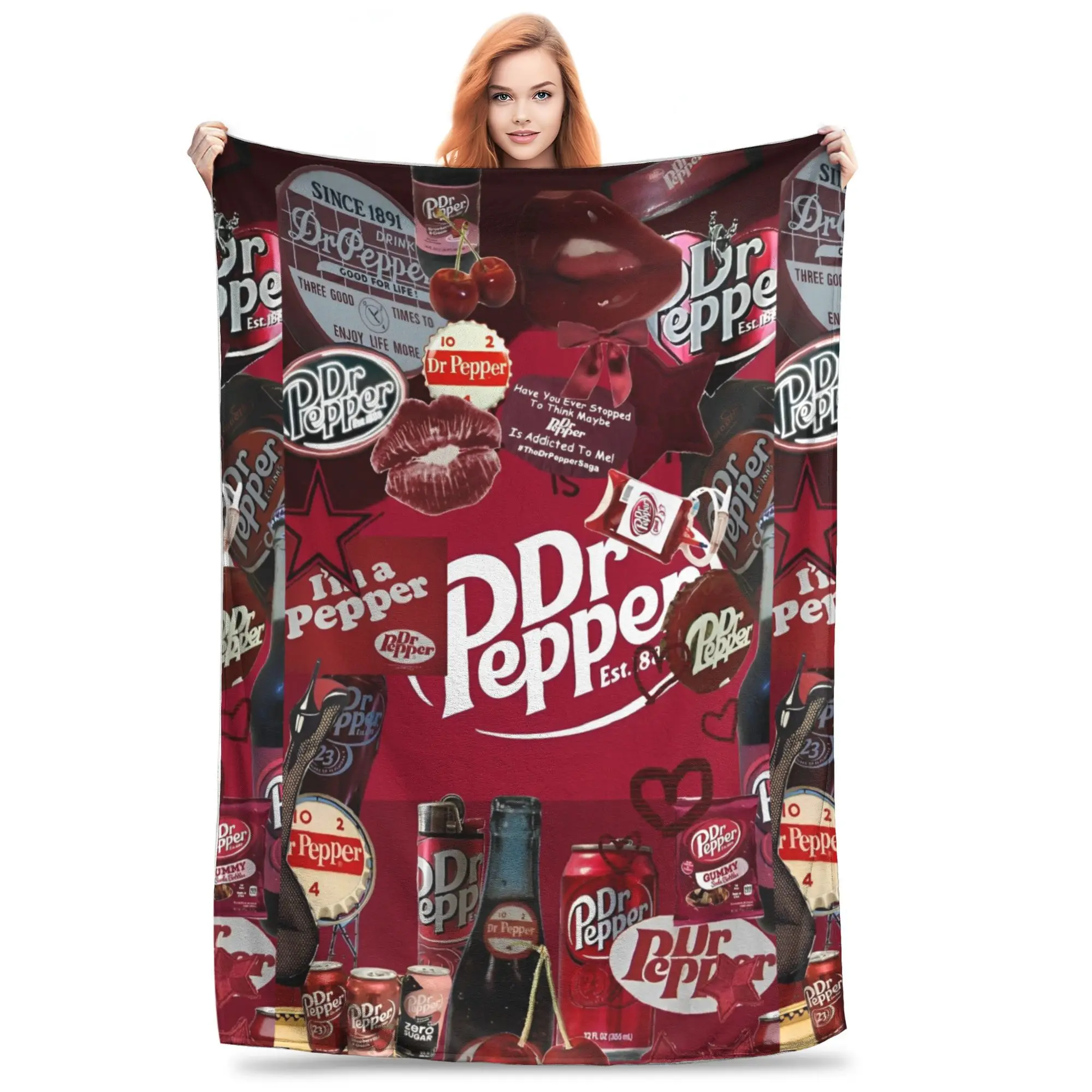 

Dr Pepper Blankets Flannel Vintage Breathable Throw Blanket for Bedding Lounge Winter