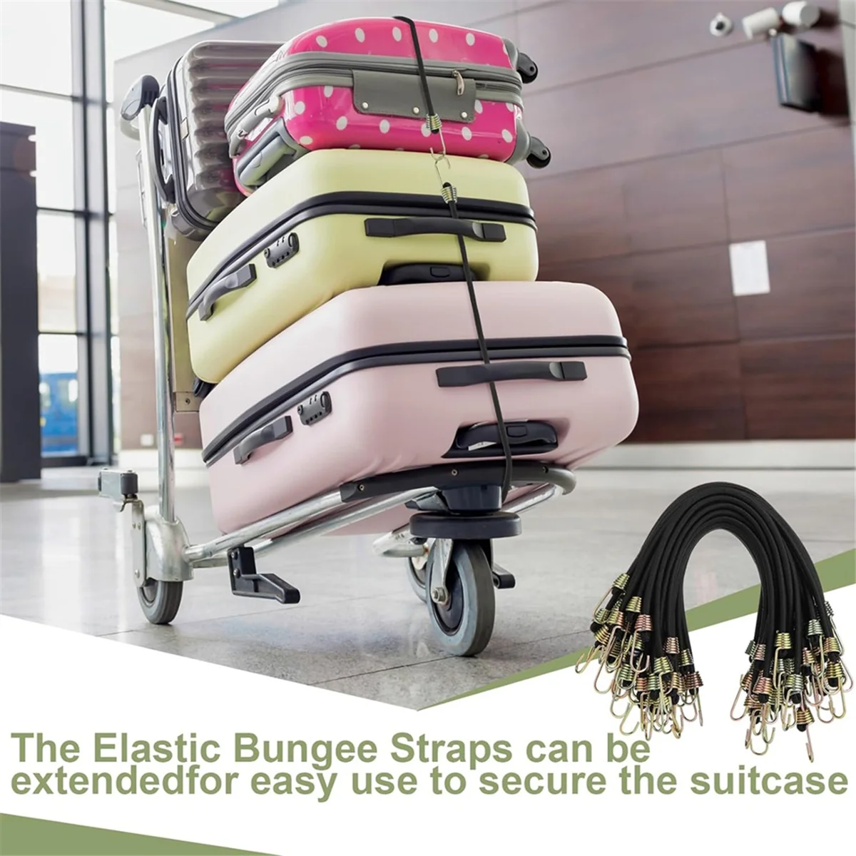 

PA-50 Pcs Mini Bungee Cords with Hooks Small Bungee Cords 10 Inch Black Short Elastic Bungee Strap for Luggage