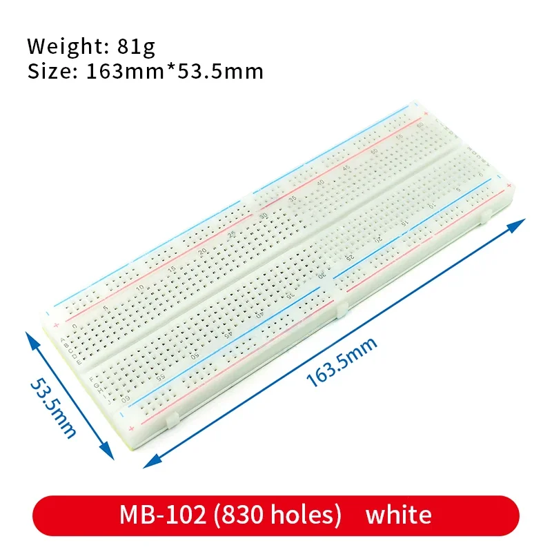 Breadboard 400 830 Point Solderless PCB Bread Board Protoboard MB102 SYB-120 Test Boards for Arduino Kit