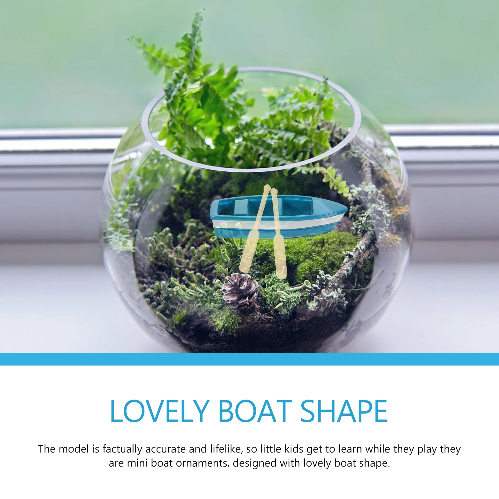 

6Sets Mini Boat Ornaments Lifelike Resin Craft Decorative Adornments for Home Garden Balcony Nursery Micro Landscape Scene