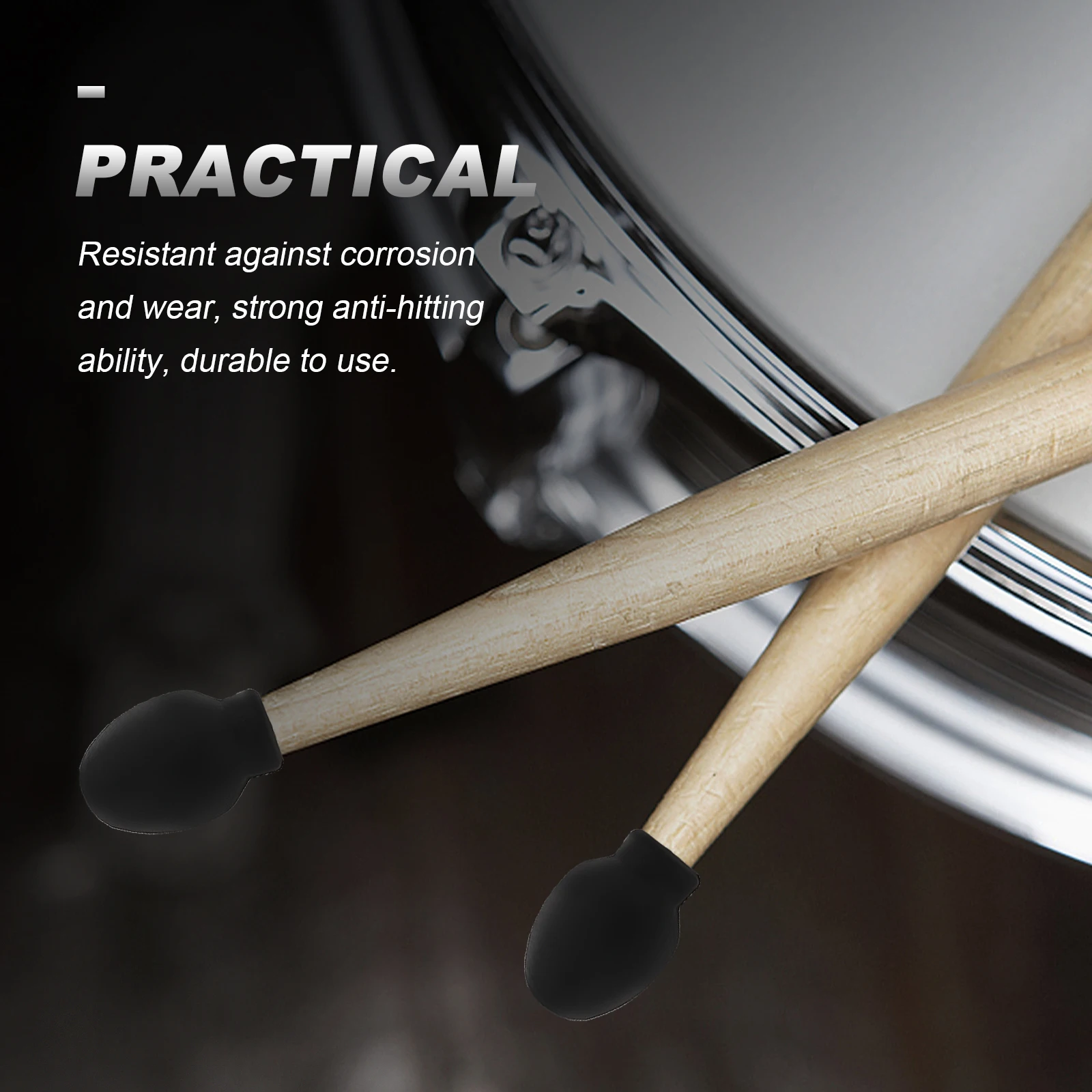 

8PCS Rubber Drumstick Heads Silicone Practice Tips Sound Dampeners Mute Guards Drum Accessories Percussion Instruments