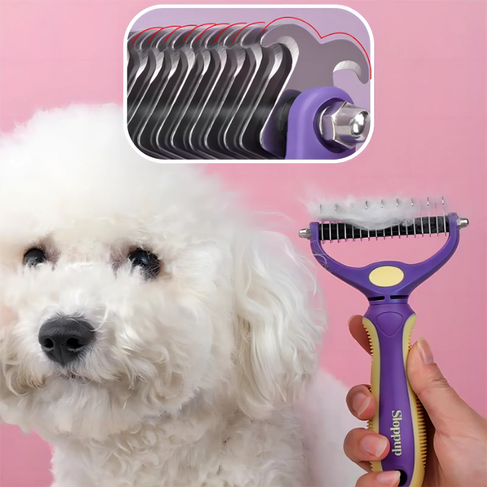 Double-Sided Pet Deshedding Brush Multi-Purpose Skin Friendly Undercoat Rake Dematting Grooming Pet Cleaning Grooming Product