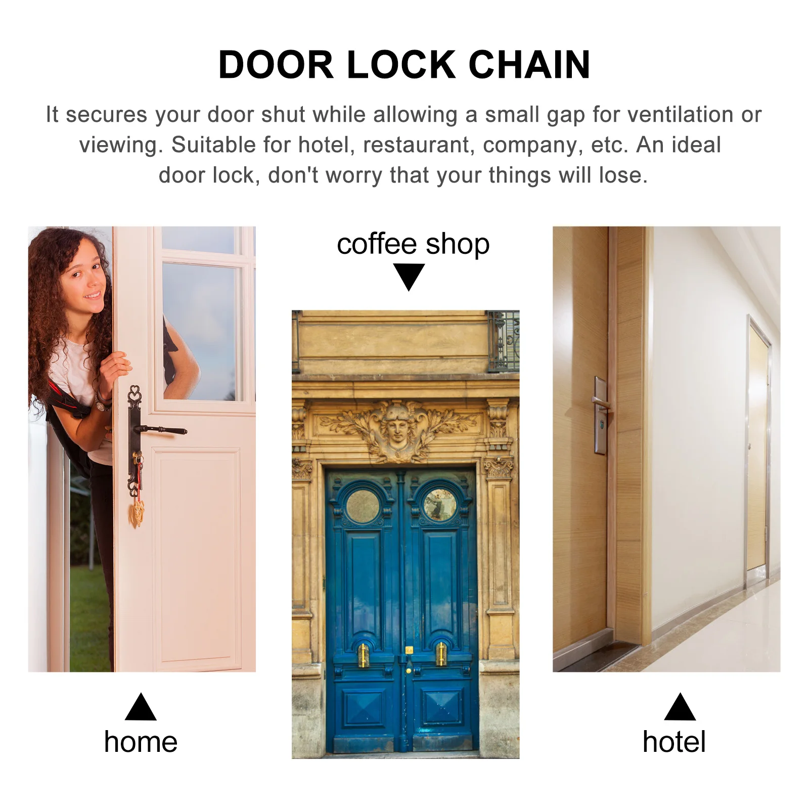 

Hotel Deadbolt Lock Door Anti Theft Blocker Lengthen Interior Coffee Safety Chain for Baby