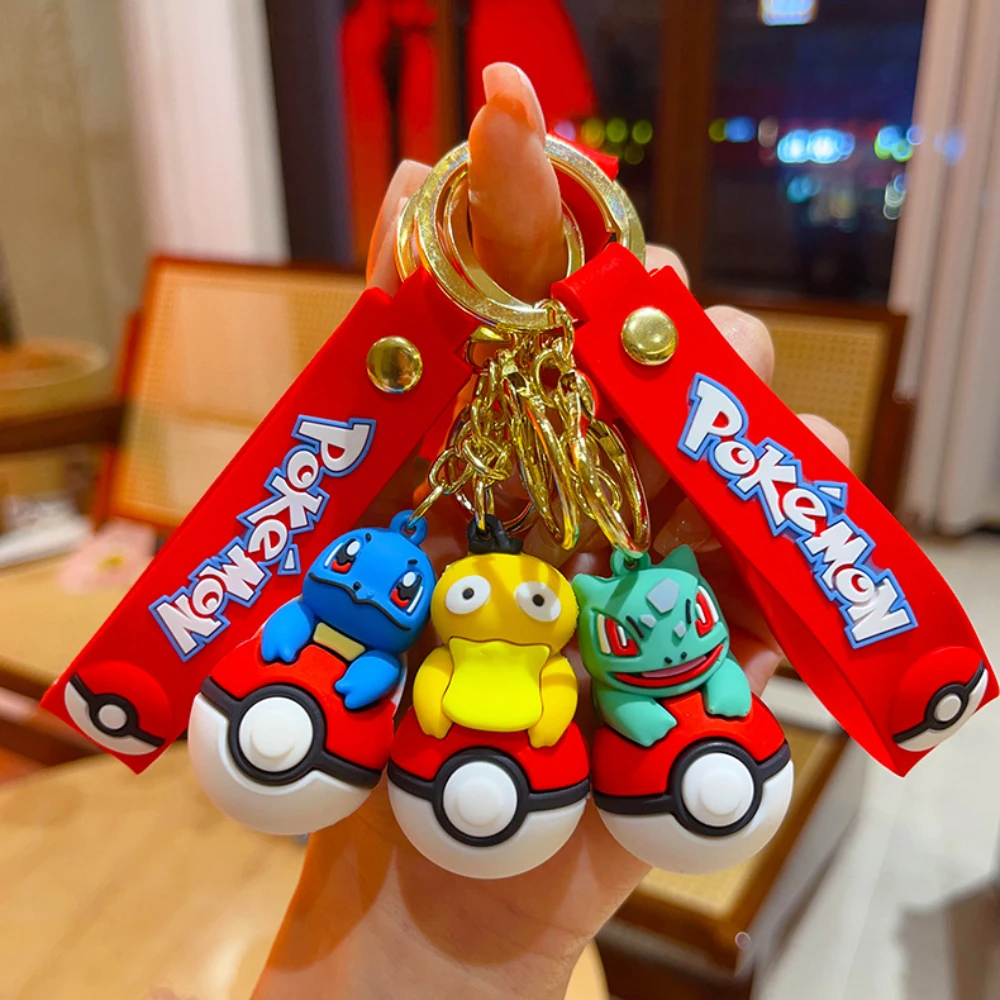 Poké Ball Pikachu Figure Keychain Cute Pokemon Doll Jewelry Schoolbag Pendant Car Keyring Accessories Kid's Toy Birthday Gift