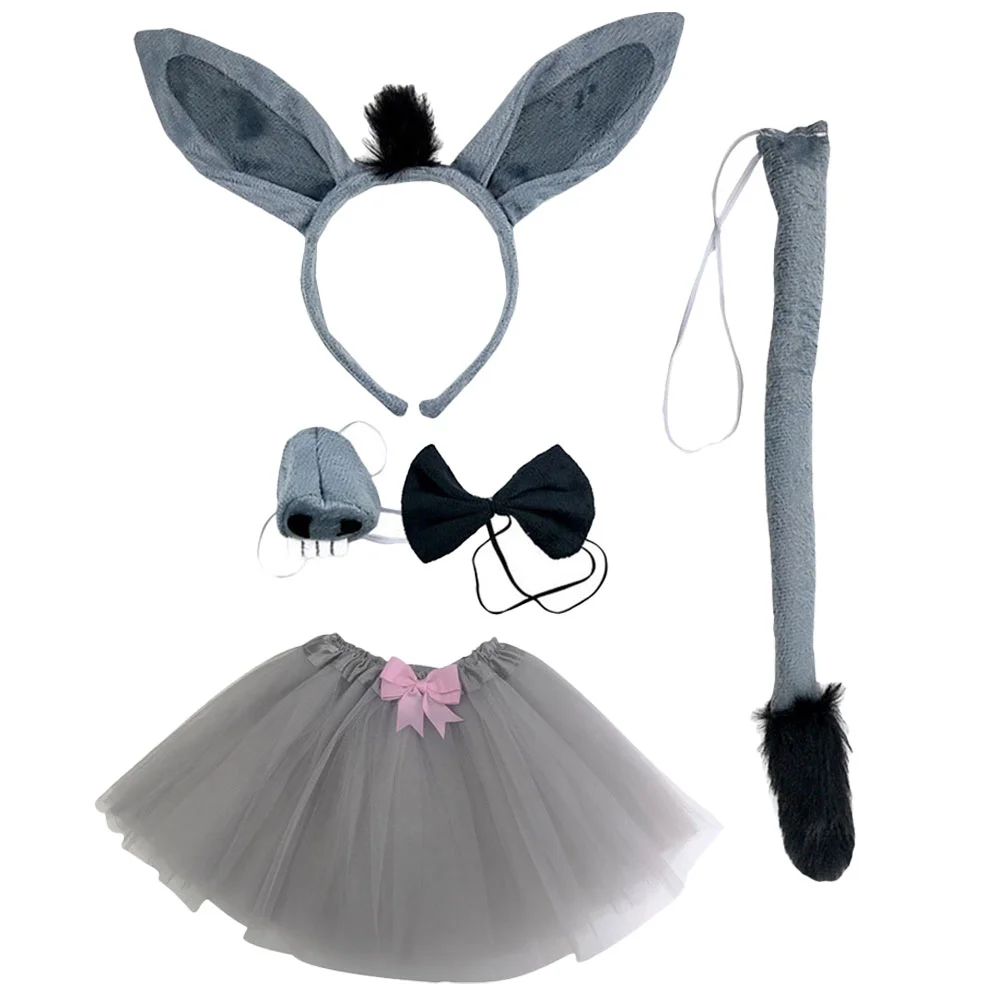 

Donkey Headband Set Halloween Cosplay Costume Accessories Deer Tail Stage Dancing Prop Exquisite Costumes Props Child