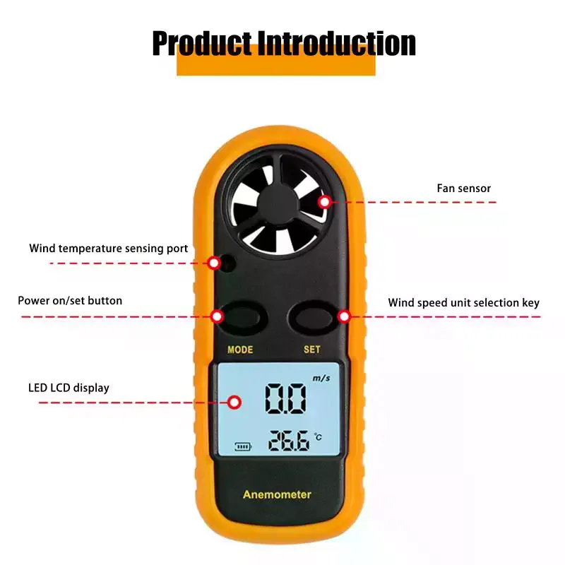Air Wind Speed Scale Accurately Measure Wind Speed & Temperature Digital Anemometer Pocket Smart Anemometer