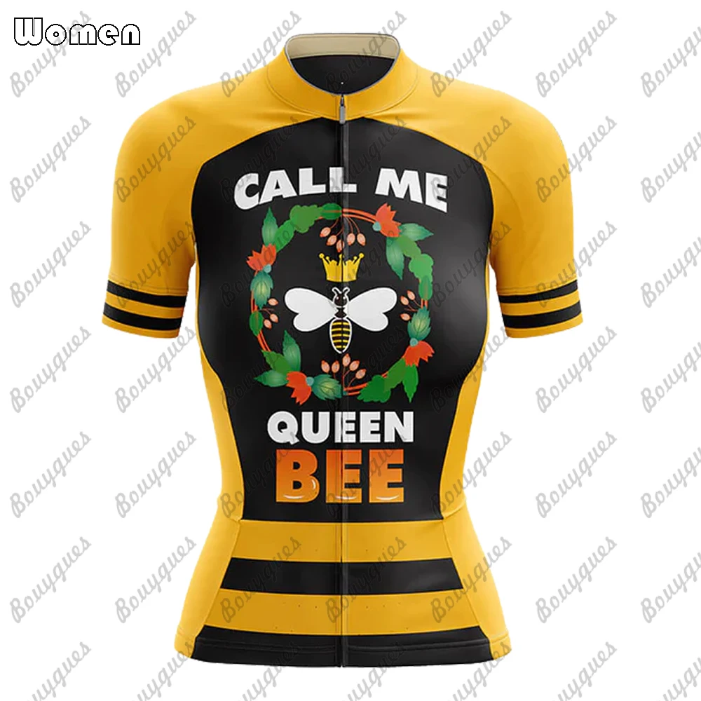 Bees Summer Premium Cycling Jersey Set Breathable Team Racing Sport Bicycle Jersey Women Cycling Clothing Short Bike Jersey