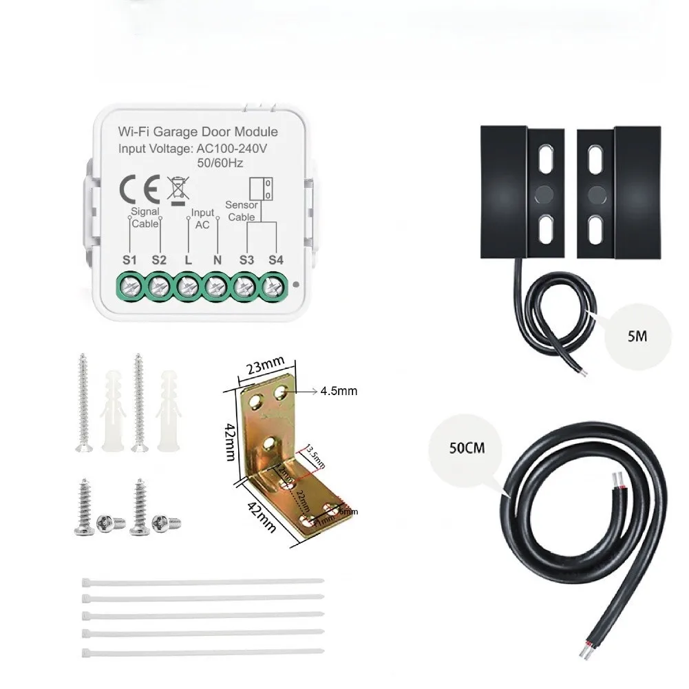 WiFi Garage Door Opener For Smart Switch For Tuya For Alexa Voice Control App Remote Monitoring Home Automation Security Sensor