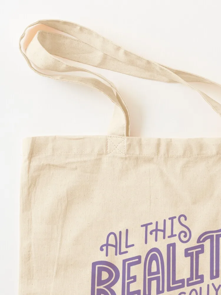 Reality Vs. Reading Purple - Book Nerd Quote Lettering Tote Bag cute pouch bag Canvas female bag