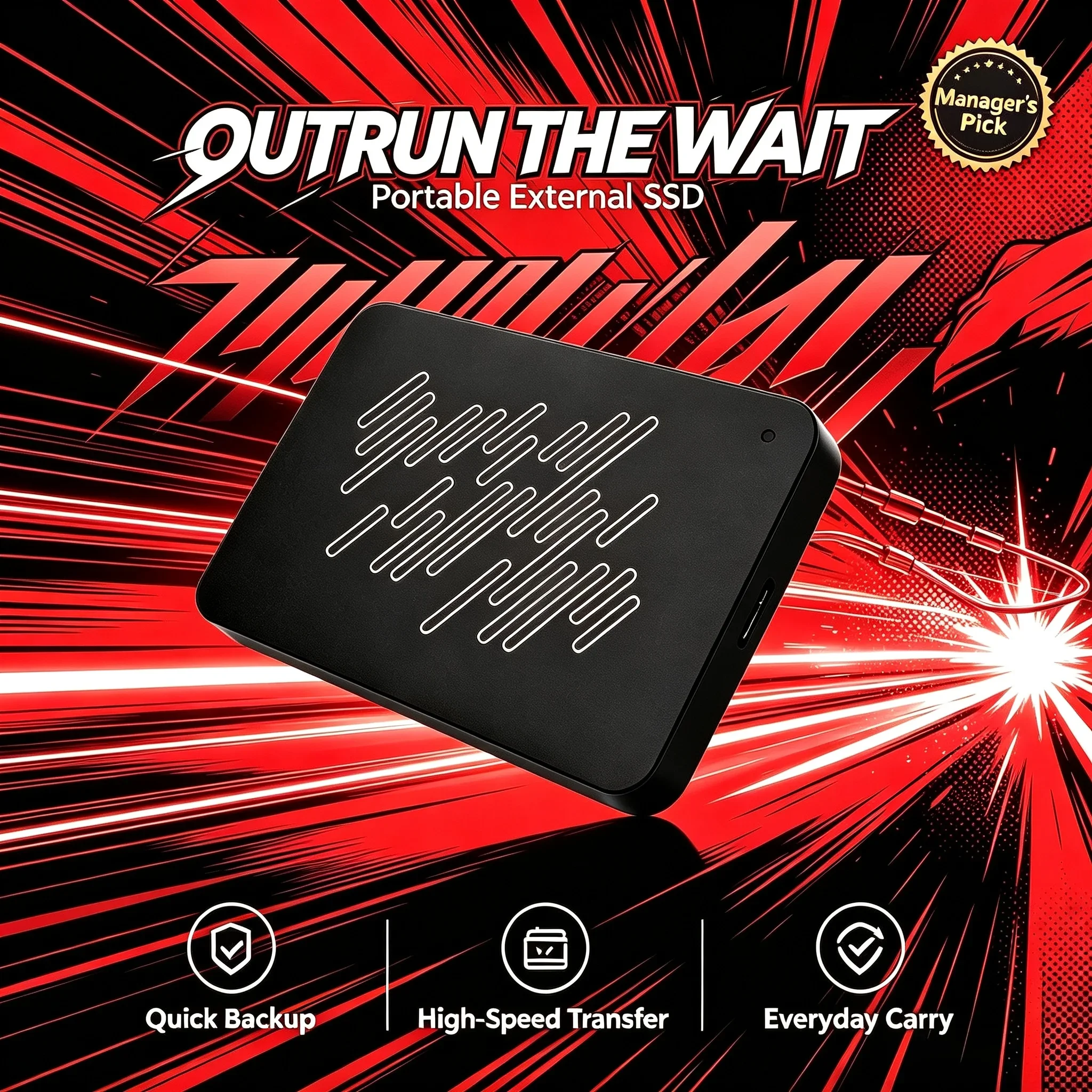 TOSHARA A3 Black Mobile Solid State Drive, 4TB/2TB/500GB/1TB, Encrypted Data Backup, Laptop, Desktop, Mac, Power Gaming Storage.