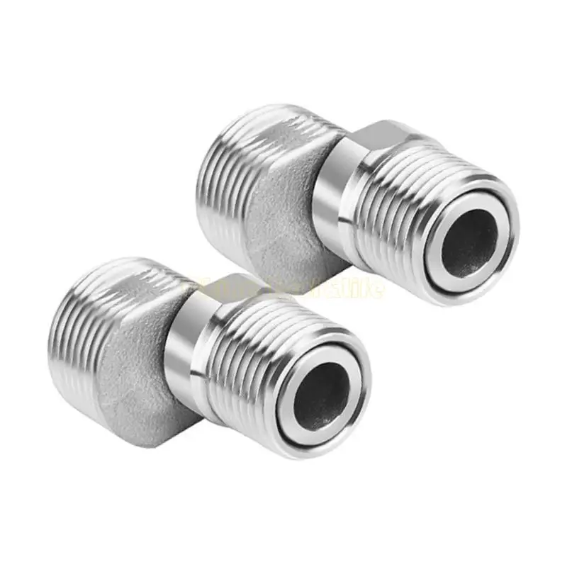 57QF 2PCS موصلات دش الفولاذ المقاوم للصدأ متعددة الأغراض 360 درجة تصاميم لتكيف تدفقات المياه المرنة