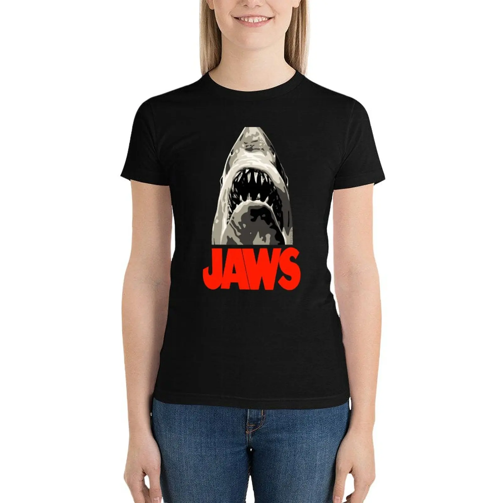 JAWS - Great White Shark T-Shirt oversized Female clothing aesthetic clothes cotton t shirts Women