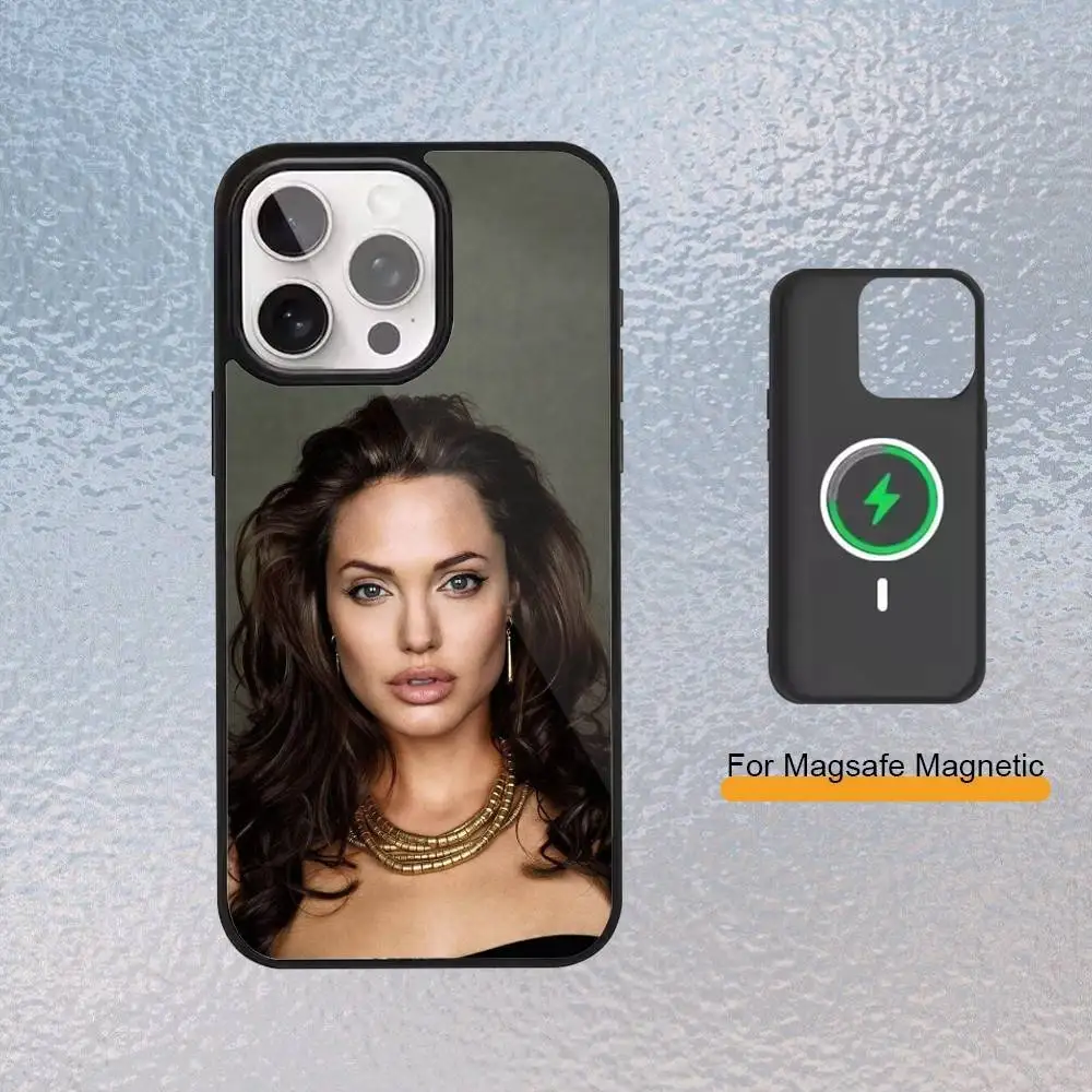 Custodia per telefono A-Actress A-Angelina J-Jolie per iPhone 17,16,15,14,13,12,11 Plus,Pro Max Cover di ricarica wireless magnetica