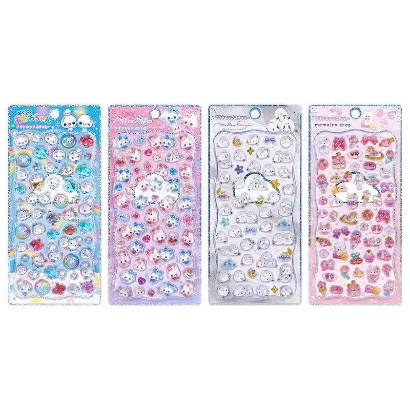 Original Cartoon Water Drop 3D Relief Crystal Stickers Cute Refrigerator Sticker Handbooks Decoration Creativity Reward Toy
