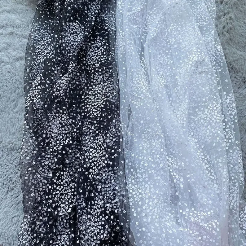 Beautifully Flower Print Lace Fabric Floral Mesh tulle lace For Girl Dress Tutu Dress Wedding Dress Bridal Veil Prom Gown 1 yard