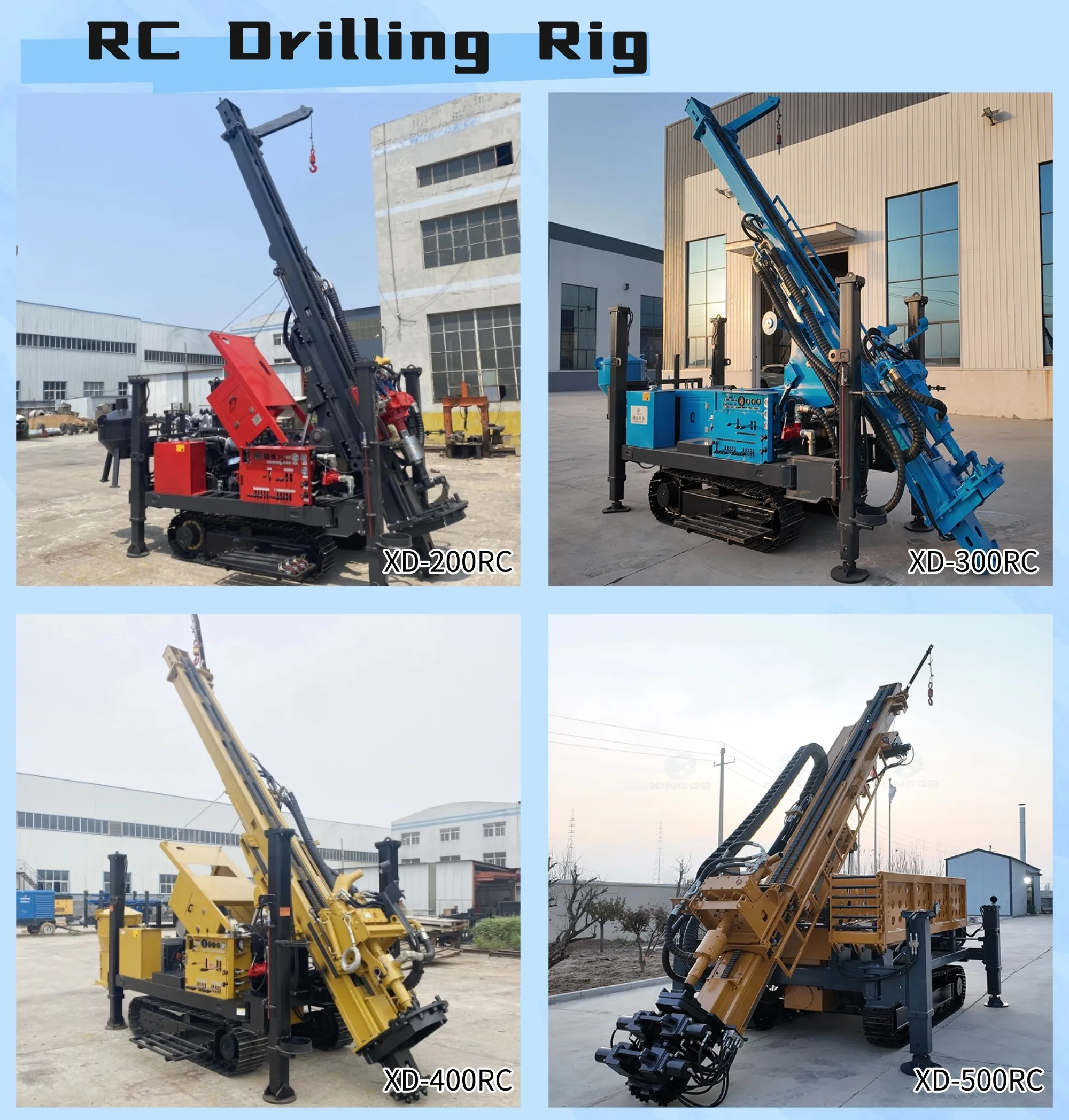Hot Sale Diesel Portable Crawler Mounted Reverse Circulation RC Drilling Rig with Max.500 m Depth for Coal Exploration