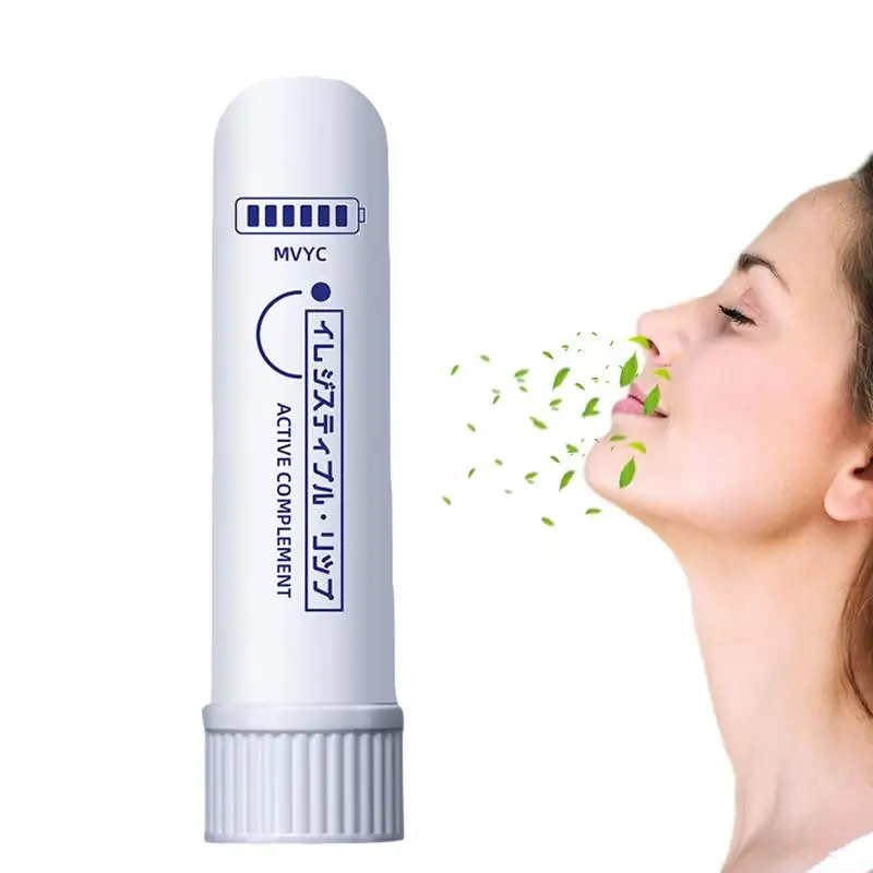 Portable Inhaler Stick Peppermint Essential Oil Nasal Inhaler Energy Stick Boost Focus Improve Breathing Nose Congestion Relief