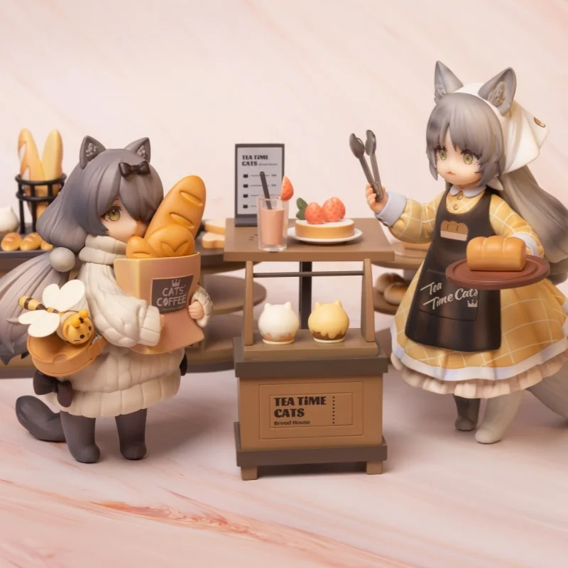 

Original In Stocktea Party Cats Meow At The Town Bakery Tabby Cats British Shorthair Cats Anime Fiugre Model Decoration Desktop