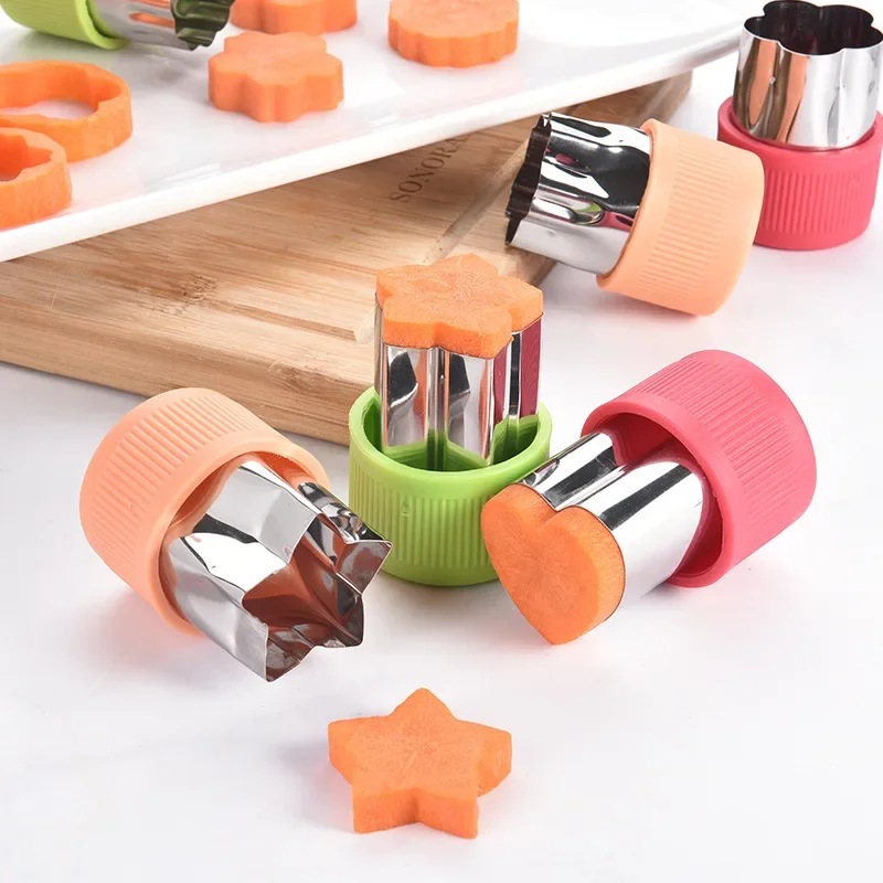 Star Heart Shape Vegetables Cutter Plastic Handle 3Pcs Portable Cook Tools Stainless Steel Fruit Cutting Die Kitchen Gadgets