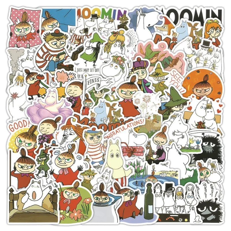 50PCS Muming Hippopotamus Stickers Cartoon Personalized Creative Handbooks Material Stickers DIY Computer Decoration Small Gifts view 2