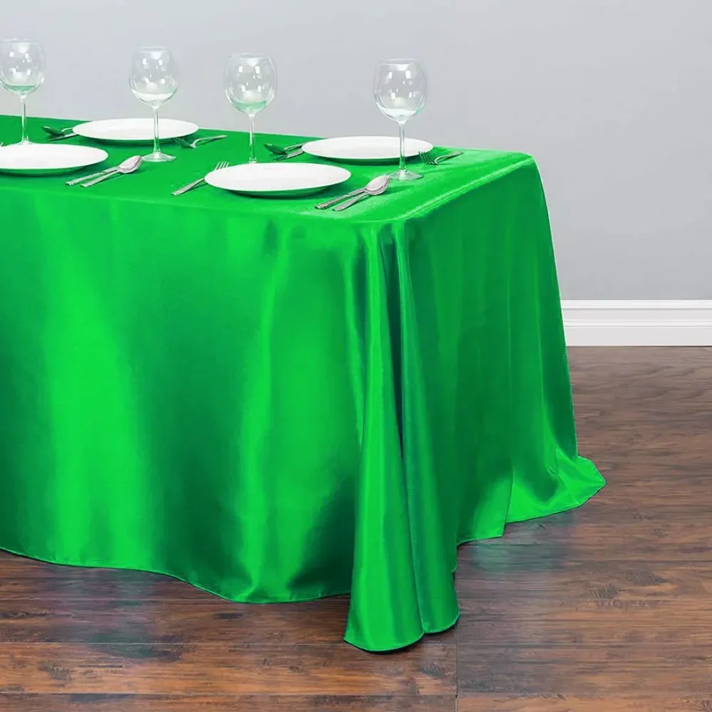 Satin Table Cloth Rectangular Table Cover Wedding Birthday Banquet Dining Hall Cocktail Party Table Decor 18 Color