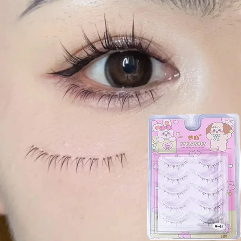 Klare Band-Manga-Unterwimpern, 3–7 mm, braun, schwarz, unter Wimpern, weich, natürlich, kurzer Stil, Nachahmung von Handbemalung, künstliche Wimpern