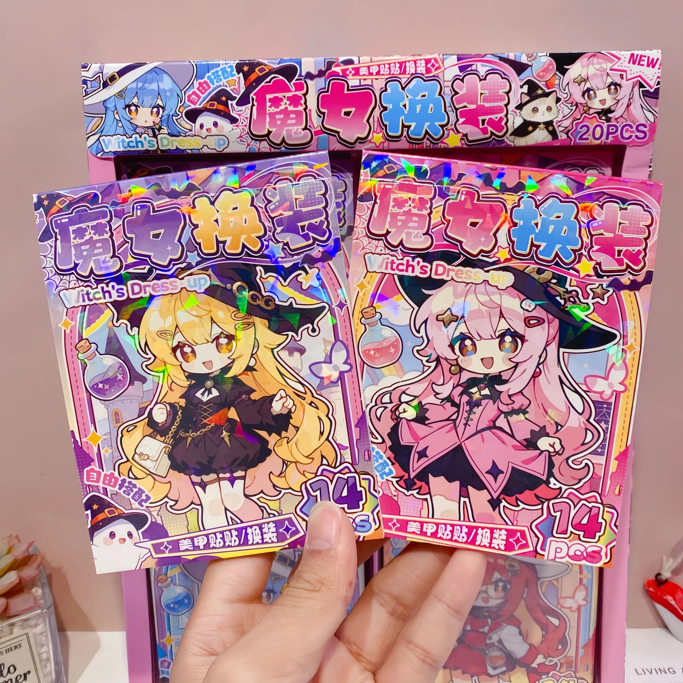 Creative Nail Art Stickers, Featuring Fashionable Girls with Beautiful and Cute Hands, Fun Children's Material Stickers, Witch Dress-Up Girl-Themed High-Appearance Cute Handbook Stickers, and Interesting Children's Material Stickers