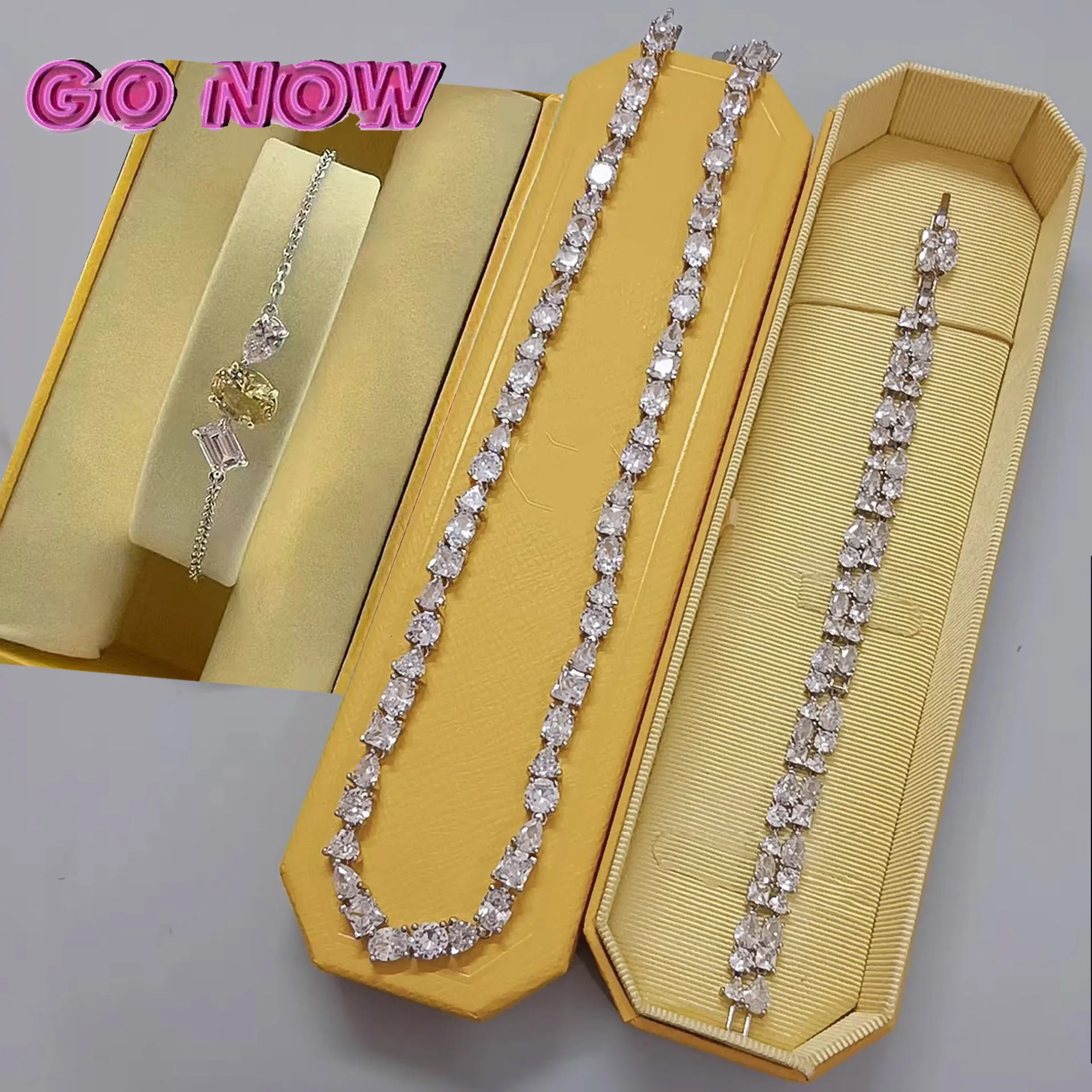 Nwe Fashion 2024 Original Fine Jewelry Sets Advanced Crystal Necklace Bracelet Earrings Ring for Women Romantic Weddin gifts