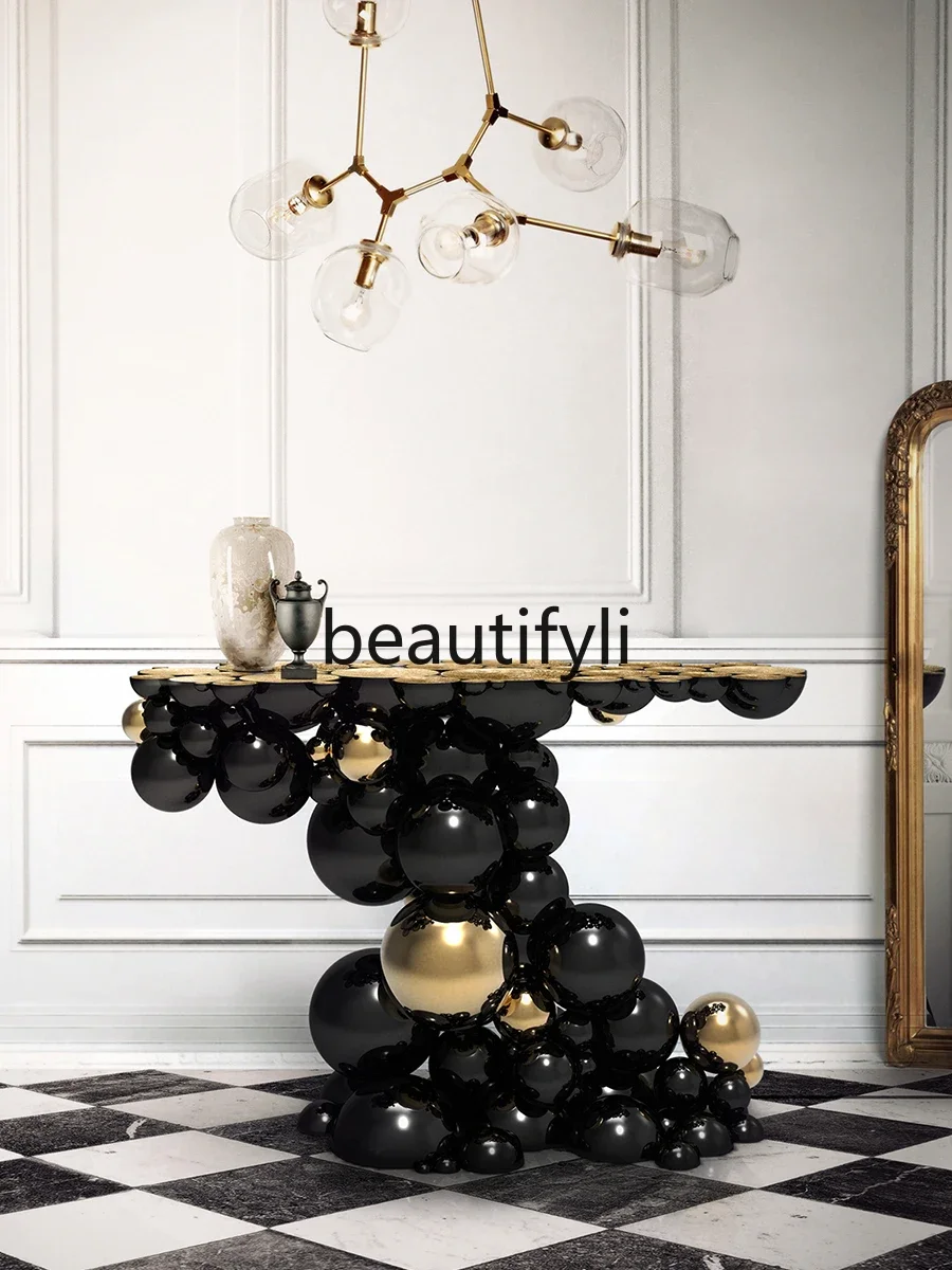 Light luxury creative bubble entrance table Stainless steel special-shaped entrance end view table