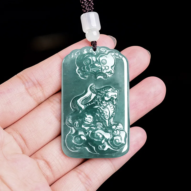 Natural Myanmar Jadeite Pixiu Pendant Necklace Luxury Charm Real Jade Fashion Vintage Accessories Designer Gifts for Women