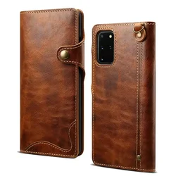 For Samsung Galaxy S23 S22 S20 S21 S24 Handmade Genuine Cow Leather Case Cover Galaxy Note 20 Ultra S20 S23 FE Retro Wallet Bags