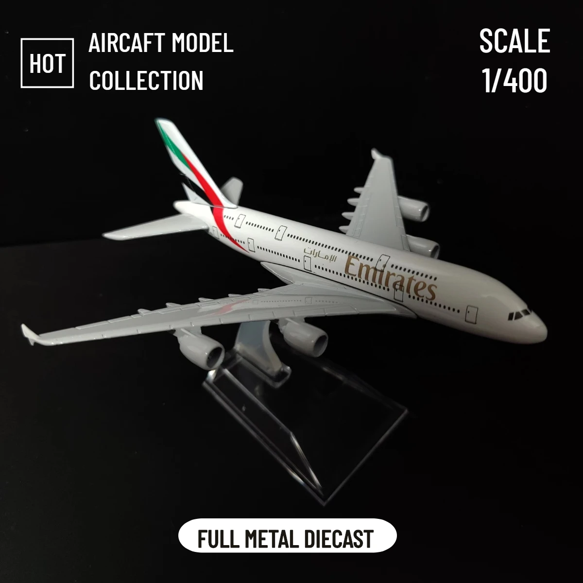 1:400 Metal Aircraft Model Replica, EMIRATES A380 Airplane Scale Miniature Art Decoration Diecast Aviation Collectible Toy Gift