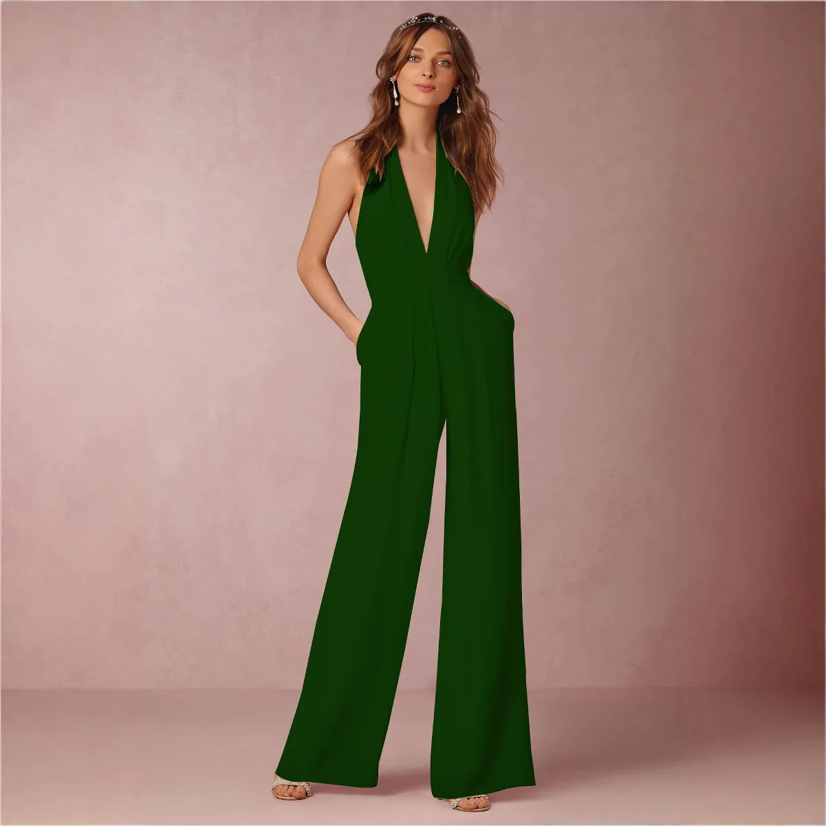 جديد بلون 2025 الخامس الرقبة أنيقة الرسن الرقبة أكمام بذلة طويلة Y2k الملابس 2025 فستان صيفي رداء Vestido النساء الطرف #2