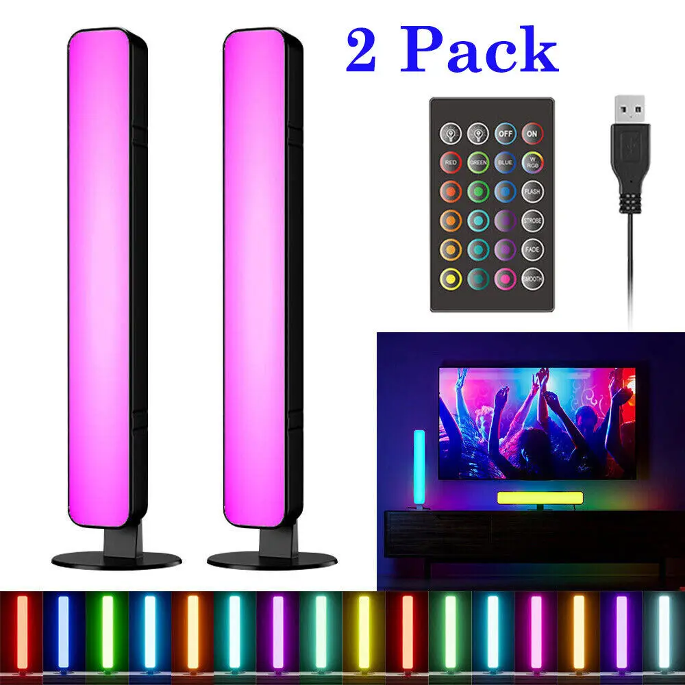 USB LED Light Bars RGB 16 Color Changing TV Backlights Music Sync Ambient Lamp Rhythm Strips for Bar Gaming Room Bookshelf Decor